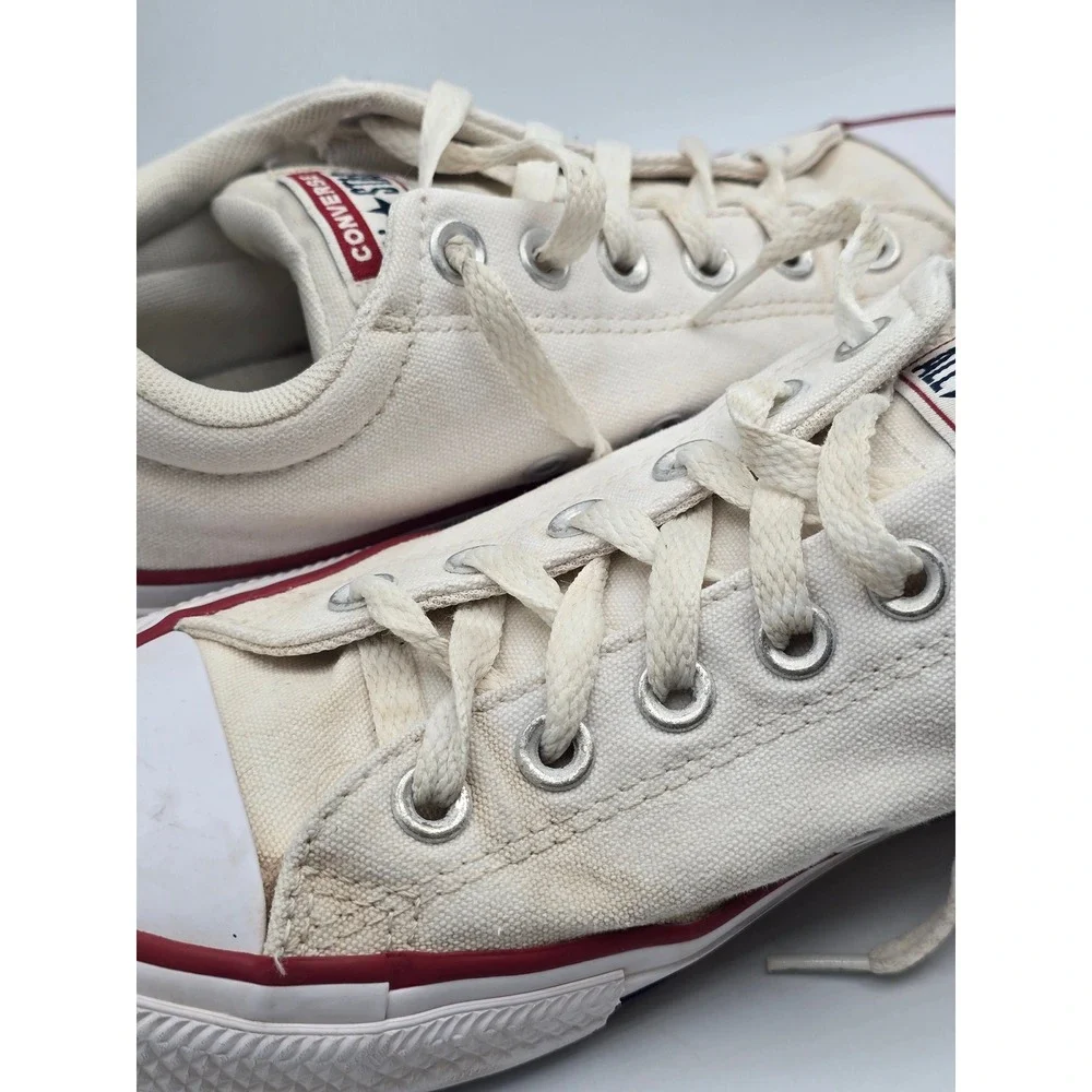 Converse All Star Madison Low Top Kids White Sneakers 4.5Y Distressed‎ Classic